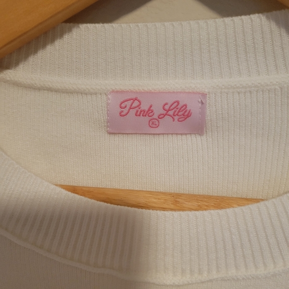 PINK LILY white striped sweater size xl - Picture 3 of 5